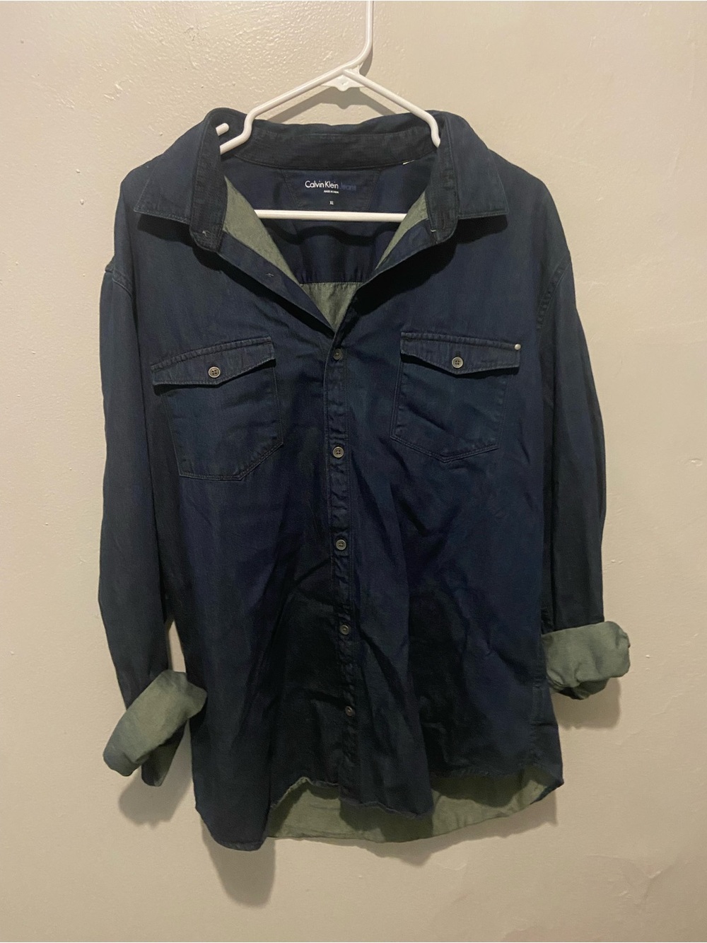 Calvin Klein Jeans Navy & Olive Lightweight Button-Up Shirt Jacket